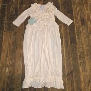 NEW Lemon Loves Layette Gown One-Piece Sz 0-3 Mo Beige Newborn Hospital Outfit